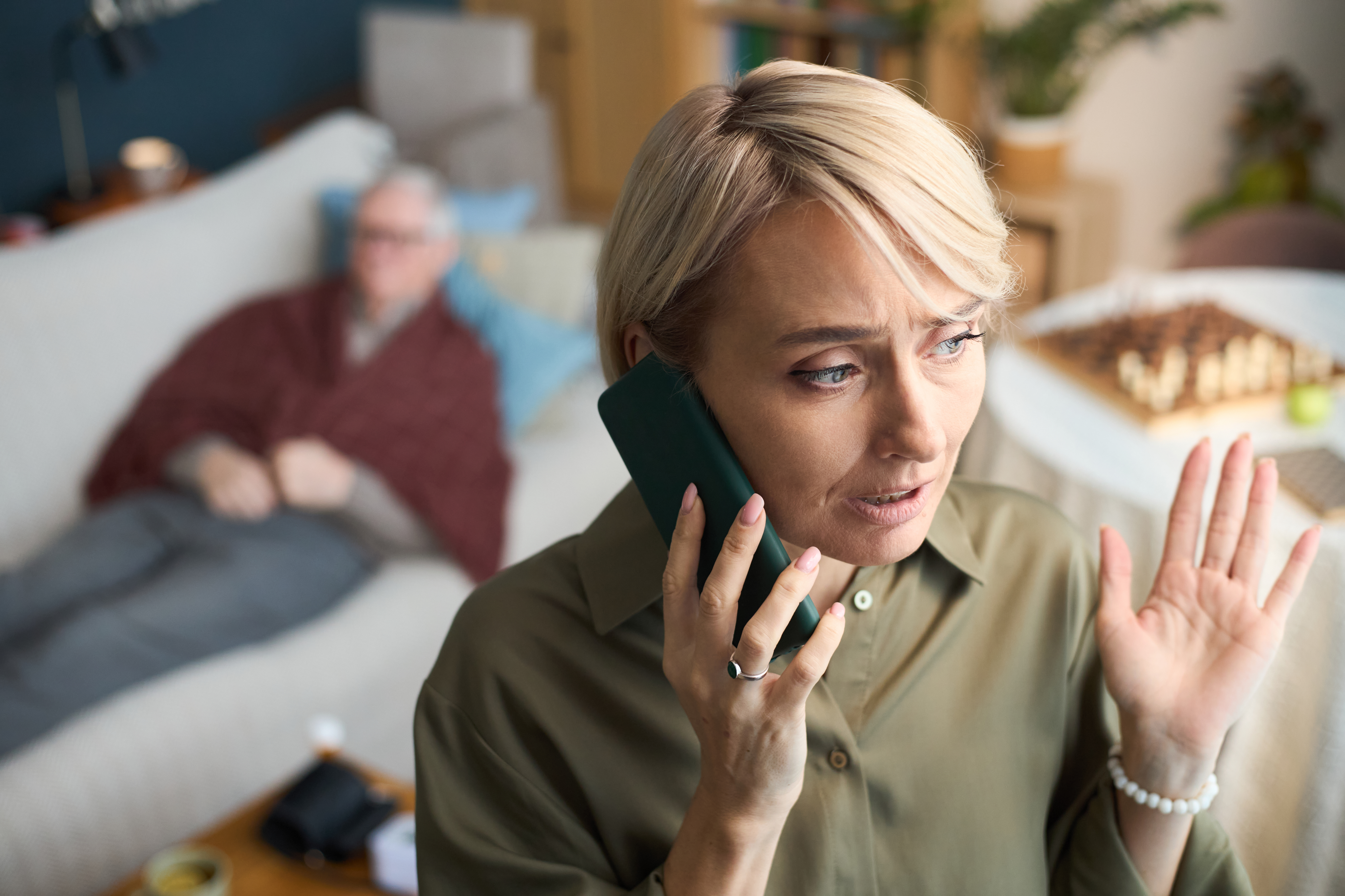 Patient and caregiver showing compassion and support
